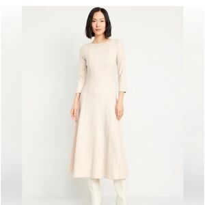 Open back cream sweater dress